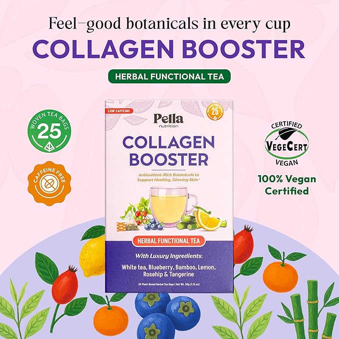 White Tea, Blueberry, Rosehip, Lemon, Tangerine, and Botanical Extracts Herbal Drink – Vegan, Kosher – Non-GMO & Low-Caffeine – Rich in Antioxidants – Breakfast Beverage for Healthy Glow (25 Tea Bags)