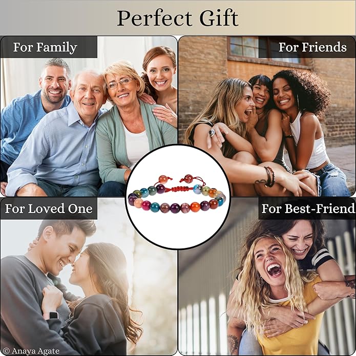 Energy Protection Crystal Handmade Adjustable Bead Bracelet Perfect for Men, Women’s Gift - Gemstone Healing Stretch Bracelet Pulsera Para Hombre Mujer Stocking Stuffer