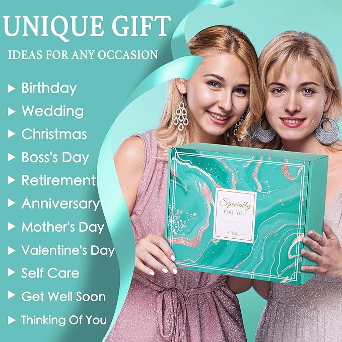 Birthday Gifts for Women, Self Care Get Well Soon Gift Baskets, Mothers Day Happy Birthday Gifts for Mom Her Friends Sister Wife Girlfriend, Ocean Relaxing Spa Care Package w/Blanket 40 OZ Tumbler