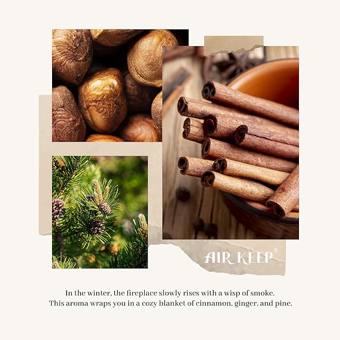 Airkeep Christmas Reed Diffuser Set - 3.38 fl oz (100 ml) Christmas Spice Oil for Home Fragrance, Bathroom Shelf Decor - Christmas Day with 8 Sticks