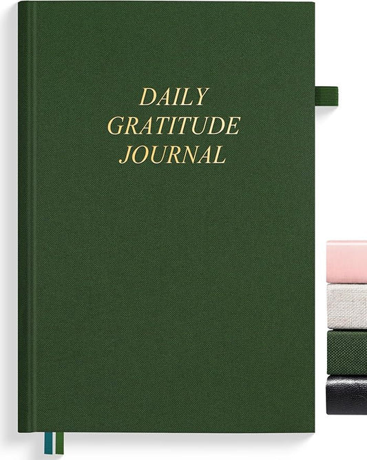 SUNEE Daily Gratitude Journal – Simple 5 Minute Journal for Daily Reflection, Build Positivity and Mindfulness, Undated Minimalist Planner for Women & Men (Deep Green)