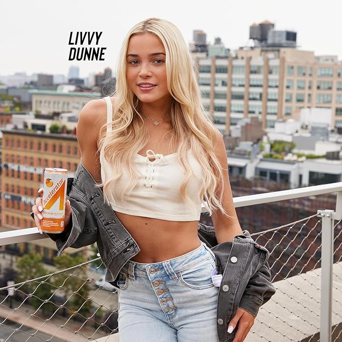 Accelerator Energy Drink Sugar Free, Orange Mango 12oz can(12 pack)Zero Sugar Energy Drinks with Sustained Energy from 100% Natural Caffeine (200mg) & Green Tea extract