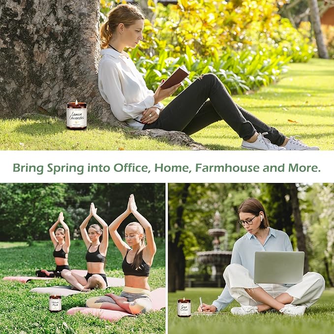 Scented Candles Set | Scented Candle for Home - 4 Pack Candle Gifts, Soy Candles for Home - Aromatherapy Gift of Mint Eucalyptus/Lemon Lavender/Sage Citrus/Vetiver Musk