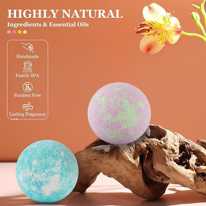 Bath Bombs for Women Gift Set, 50 Pcs Natural Organic Bubble Bathbombs with 10 Rich Scents, Handmade Bubble Bath Fizzy, for Bubble Bath Spa,Her/Him,Wife,Girlfriend,Mother Present Giving