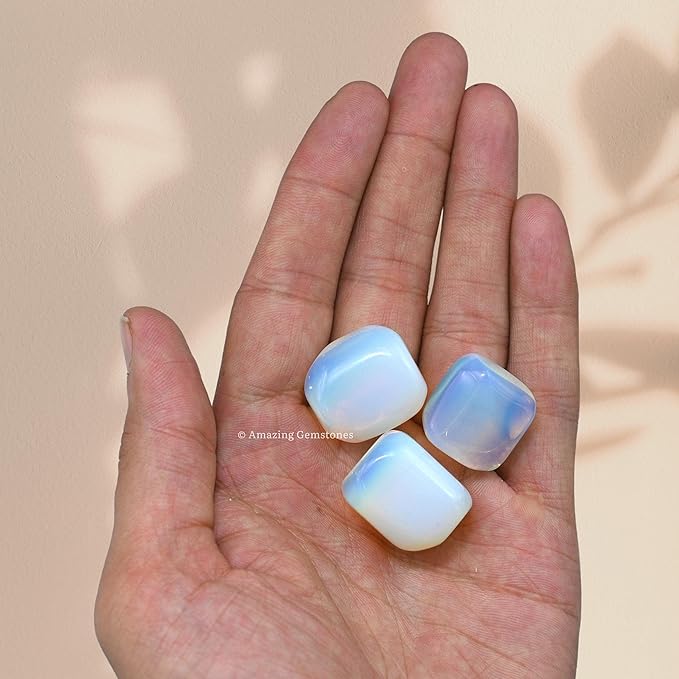 Amazing Gemstone Opalite Crystals&Healing Stones Tumbled - 1 oz Opalite Stone Gem Stones, Healing Stones for Energy Balance, Stress Relief - Premium Polished Gems Rocks for Meditation & Wellness