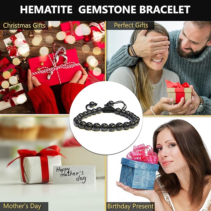Energy Protection Crystal Handmade Adjustable Bead Bracelet Perfect for Men, Women’s Gift - Gemstone Healing Stretch Bracelet Pulsera Para Hombre Mujer Stocking Stuffer