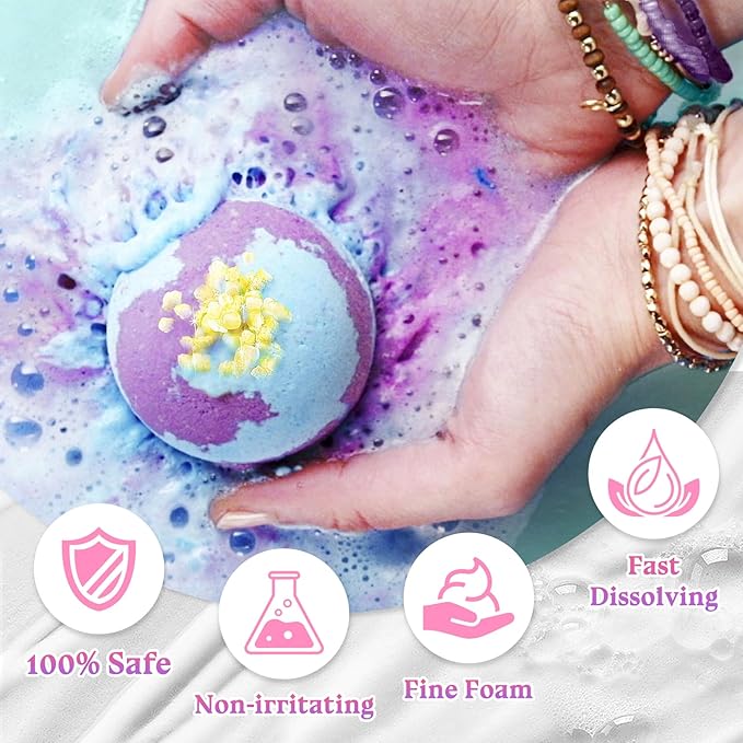 6PCS Bath Bombs Gift Set,Moisturizing Bubble Bath Bomb,Organic Bath Bombs for Women and Men,Relaxing Handmade Body Bath Ball,Gentle Bathbombs,Gift Idea for Birthday