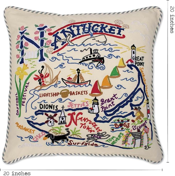 Catstudio Nantucket Embroidered Decorative Throw Pillow