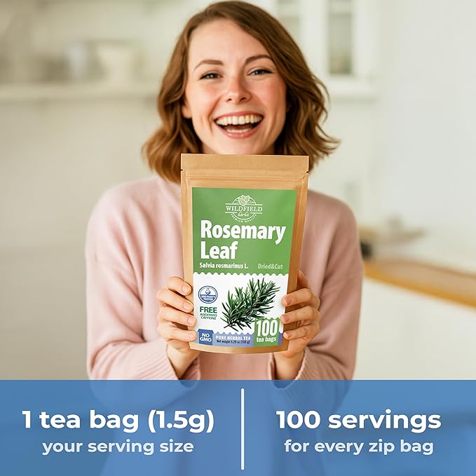100 Bags Rosemary Tea Herbal Tea (Salvia Rosmarinus) - 100 Count 1.5g Bags Rosemary Herb Te De Romero