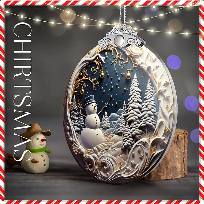 2025 Christmas Ornament, Christmas Decor, Ornaments, Xmas Tree Ornaments, Xmas Tree 2D Acrylic Ornament, White Elephant Gifts, Gag Gifts Funny Adult (Snowman)