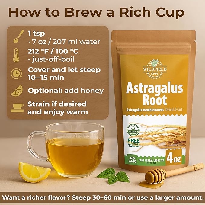 4 oz. Astragalus Root Herbal Tea – 113g Dried Astragalus Root Tea Huang Qi Raíz de Astrágalo