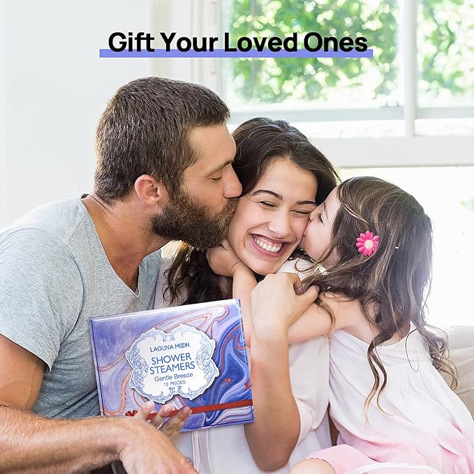 Lagunamoon Aromatherapy Shower Steamers, 12 Piece Variety Pack Essential Oil Shower Steamers - Self Care, Relaxation, Pampering Vapor Shower Tablets for Home Spa, Christmast Set, Gifts for Men, Women