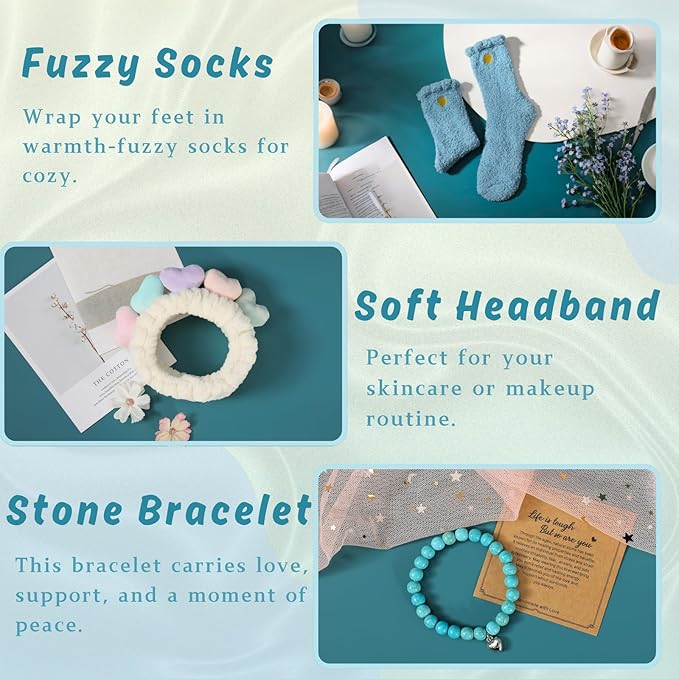 Get Well Gifts for Women, 9pc Happy Birthday Self Care Package Spa Bath Blue Gift Box for Women Who Have Everything New Mom Girl Grandma Coworkers Mother Christmas