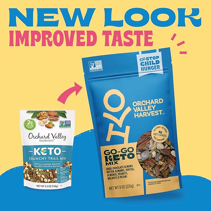 Orchard Valley Harvest Go-Go Keto Mix, 14 Pack (1.85 oz), Dark Chocolate Almonds, Peanuts, Walnuts, And Pecans, Low Carb, Gluten Free, Non-GMO