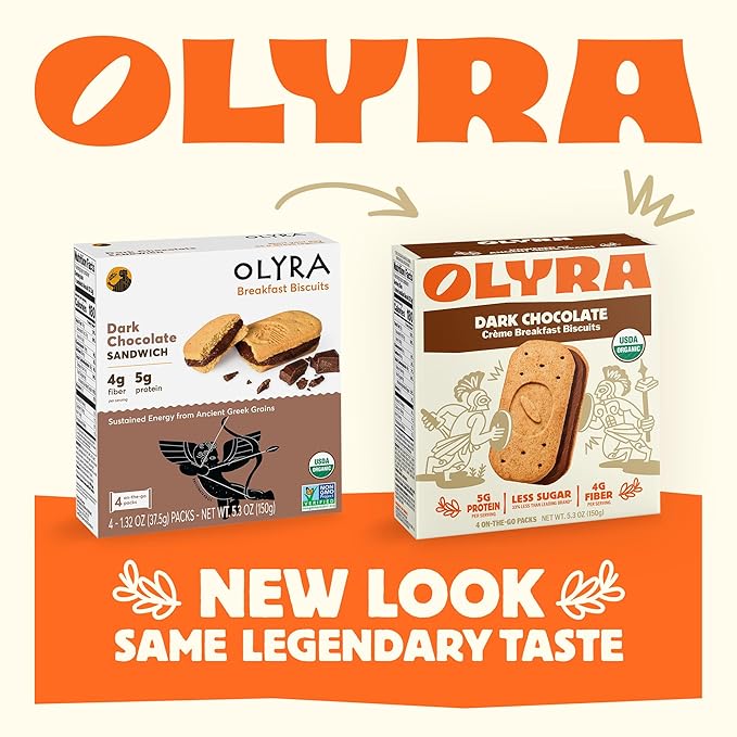 Olyra Dark Chocolate Sandwich Breakfast Biscuits, Healthy Snacks for Adults and Kids, Low Sugar, Organic Vegan Cookies, Office Snacks, USDA Certified, Non GMO 24 Packs