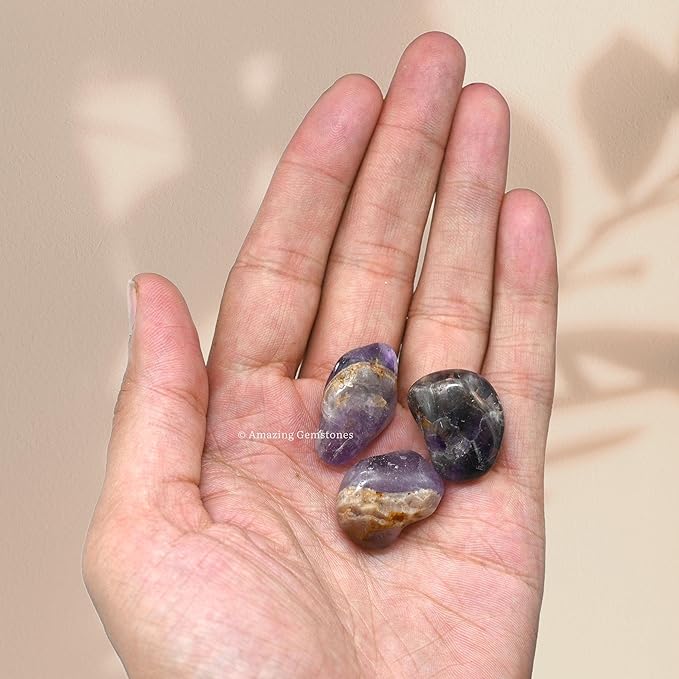 Amazing Gemstone Chevron Amethyst Crystals and Healing Stones Tumbled - 1 oz Chevron Amethyst Stone, Natural Healing Stones for Energy Balance, Stress Relief - Premium Polished Gems Rocks