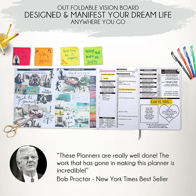 ADHD - A Self Care Personal Gratitude Journal to Increase Productivity and Success in Life & Work, Weekly & Monthly Undated Planner for Women and Men, Vision Board & Organizer + Stickers