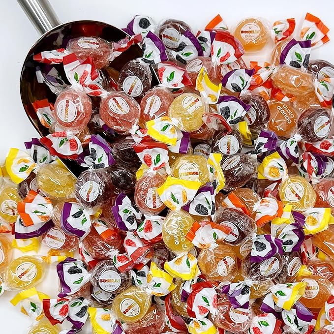 Bonelle Italian Fruit Jelly Candy - 1 Pound Bulk Bag (Approx 60 Pieces), Italian Candy, Jelly Candies Gluten Free & Vegan Individually Wrapped Treats