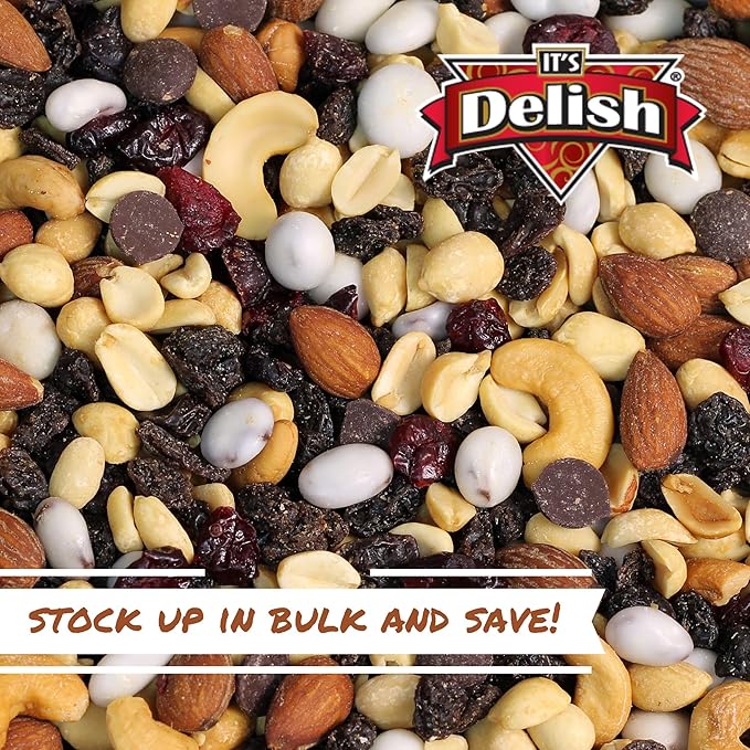 Deluxe Trail Mix with Greek Yogurt, Chocolate, Fruit and Nuts by Its Delish, 3 Lbs Bulk Bag | Healthy Mix of Greek Yogurt Coated Raisins & Dark Chocolate Chips, Sweet & Salty Snack | Kosher Dairy
