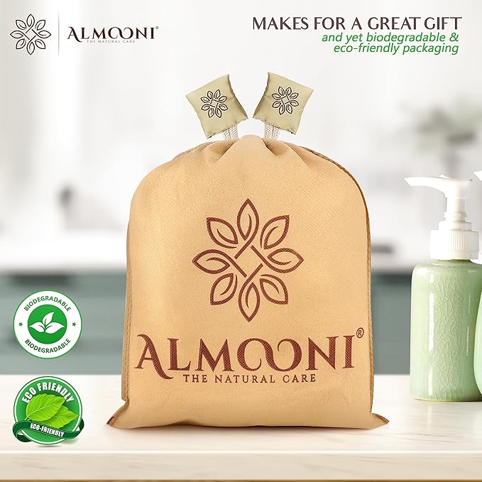 Almooni Egyptian Loofah Exfoliating Body Scrubber, Natural Real Egyptian Shower Loofah Sponge Body Scrubber for Women and Men, for Body and Face That Will Get You Clean - 2 Count (1 Pack)