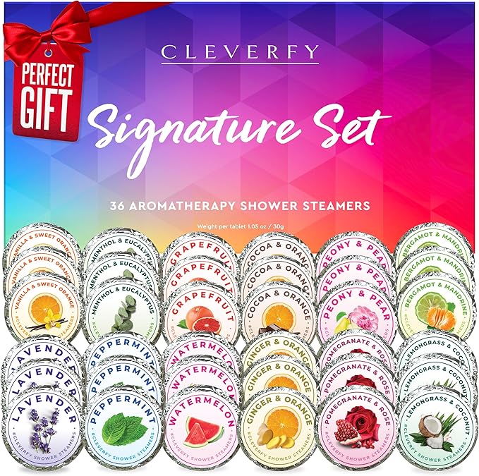 Cleverfy Shower Steamers Aromatherapy – Stocking Stuffers for Women, Teens and Wife – Christmas Gifts for Women and Teen Girls – White Elephant Gifts for Adults – 36 Tablets