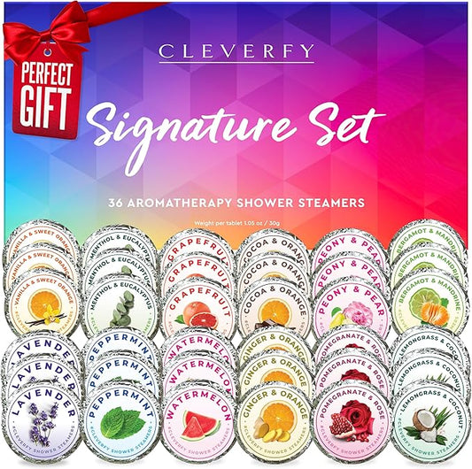 Cleverfy Shower Steamers Aromatherapy – Stocking Stuffers for Women, Teens and Wife – Christmas Gifts for Women and Teen Girls – White Elephant Gifts for Adults – 36 Tablets