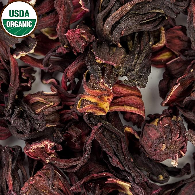 Hibiscus Tea 1LB (16Oz) 100% CERTIFIED Organic Hibiscus Flowers Herbal Tea (WHOLE PETALS), Caffeine Free in 1 lbs. Bulk Resealable BPA-free Bags from U.S. Wellness