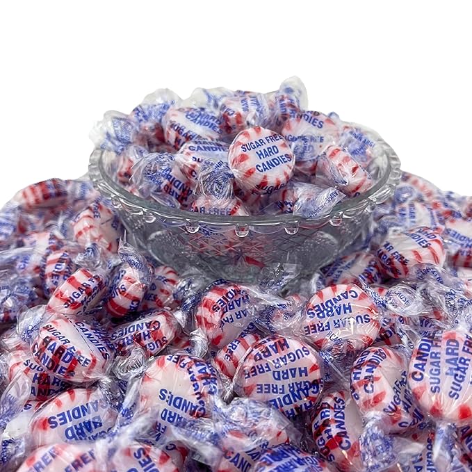 Sugar Free Peppermint Starlight Mints Hard Candy - 1 lb Bulk Bag Individually Wrapped Keto And Diabetic Friendly Gourmet Peppermint Flavored Candies (16oz)