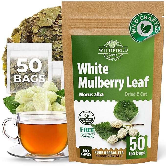 50 Bags White Mulberry Tea Mulberry Leaf Herbal Tea (Morus Alba) - 50 Count 1.5g Bags Herb Hoja De Morera
