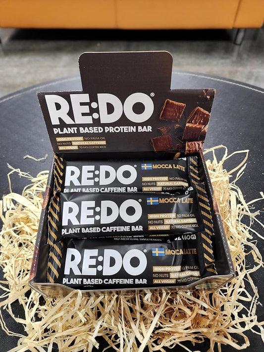 RE:DO Plant based Protein Bars I Swedish Mocca Latte 2.1oz bars I 13g Vegan Protein, Nutrition Protein Bars I High Protein Recovery Bars, No Palm oil I (9 count) (Large, Mocca latte)