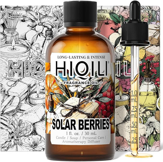 HIQILI Solar Berries Fragrance Oil - Perfect for Making Candles, Bath Bombs, Perfume, Reed Diffuser Oil Refill, Home & Office - 1 Fl Oz