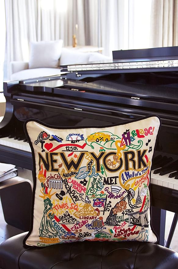 Catstudio New York City Embroidered Decorative Throw Pillow