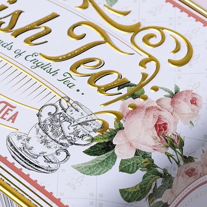 New English Teas English Rose Tea Tin with 40 English Breakfast Teabags