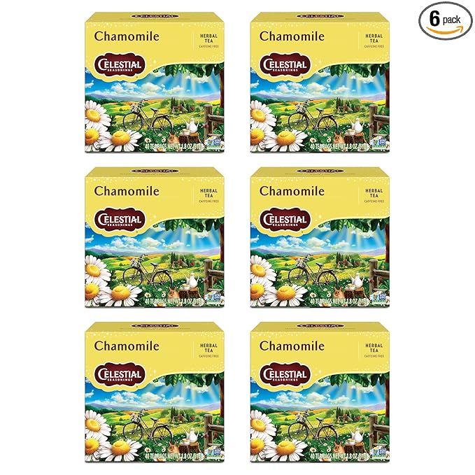 Celestial Seasonings Herbal Tea, Chamomile, Caffeine Free, 40 Tea Bags (Pack of 6)