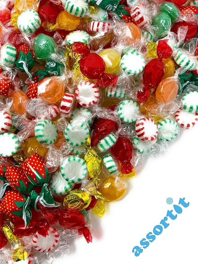 Halloween American Old Fashioned Hard Candy - 10 lbs - Peppermint and Spearmint Starlights, Cinnamon Disks, Butterscotch, Strawberry Jelly Filled Candy and Fruity Hard Candy - Bulk Holiday Classics Assortment- Individually Wrapped, 160 oz.