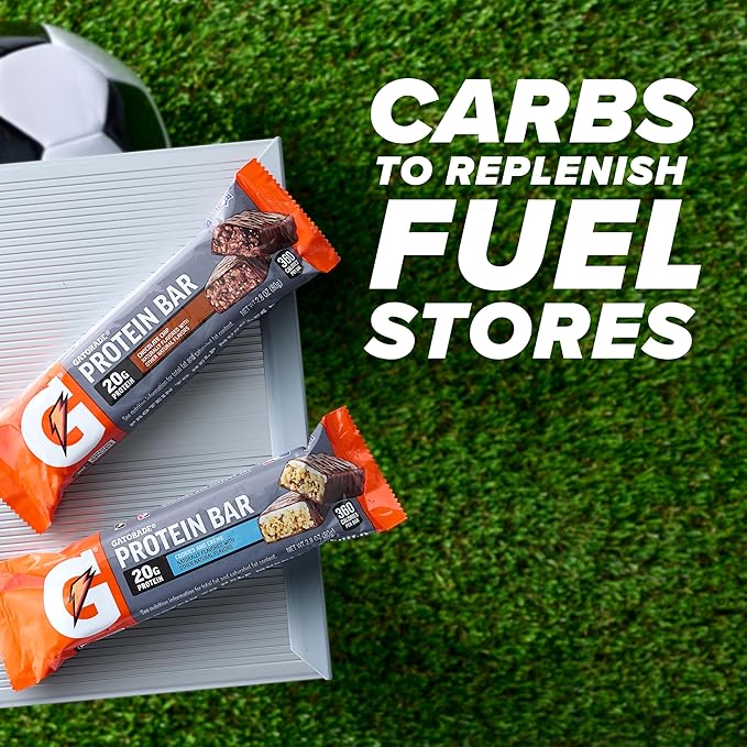 Gatorade Whey Protein Bars, Chocolate Pretzel, 2.8 oz bars (Pack of 12, 20g of protein per bar)