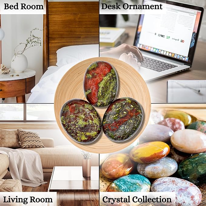 Amazing Gemstone Dragon Bloodstone Crystals and Healing Stones - Large Palm Stone Crystals Piedra - Crystal for Good Luck, Positive Energy, Meditation - Unique Stocking Stuffers and Birthday Gifts