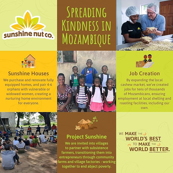 Sunshine Nut Company Whole Roasted Lightly Salted Cashews, Handful of Herbs Flavor, 6 Pack, 7 oz. Each, Gluten Free, Peanut Free and Vegan Individual Snack Packs for Kids and Adults, GMO Free