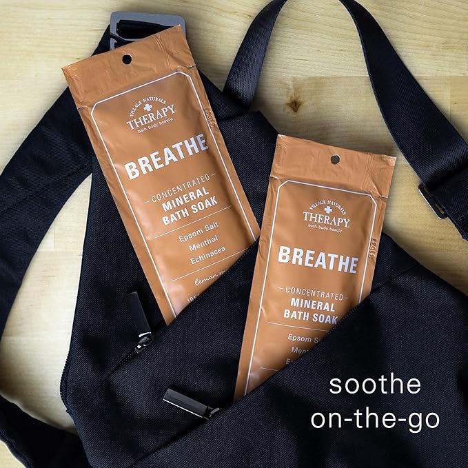 Village Naturals Therapy Breathe Concentrated Mineral Bath Soak, Lemon Mint, 2 Oz, Pack of 12