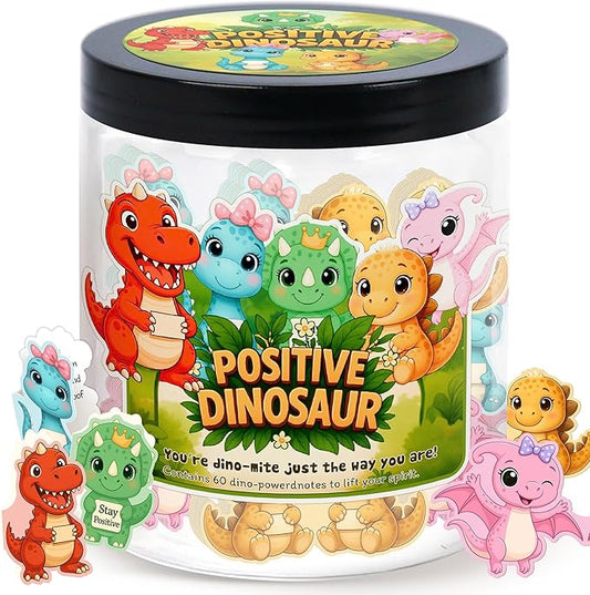 Positive Dinosaur Jar with 60 Daily Affirmation Cards, Emotional Support Dinosaur, Dinosaur Gift, Dinosaur Gifts For Women, Dinosaur Gift For Adults, Dinosaur Gifts For Teen Girls