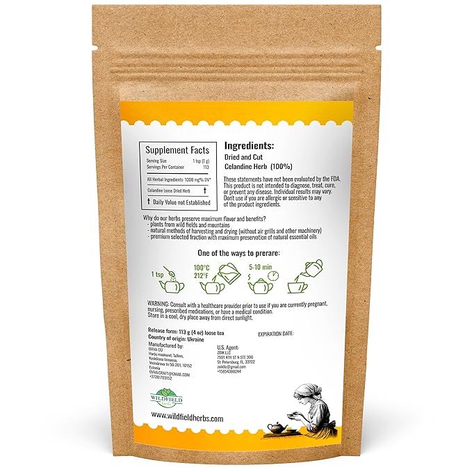 4 oz. Celandine Herb Herbal Tea (Chelidonia) - 113g Pigweed Herb Tea Celidonia Celandines