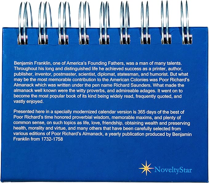 Benjamin Franklin Quotes Daily Flip Calendar - Perpetual 365 Days of Wisdom from Poor Richards Almanack for Motivation Inspiration Home Office Desk Decor