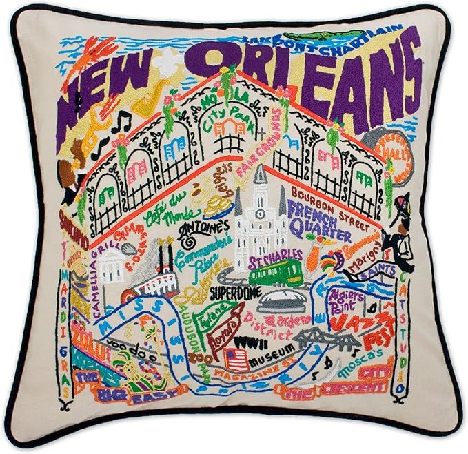 Catstudio New Orleans Embroidered Decorative Throw Pillow
