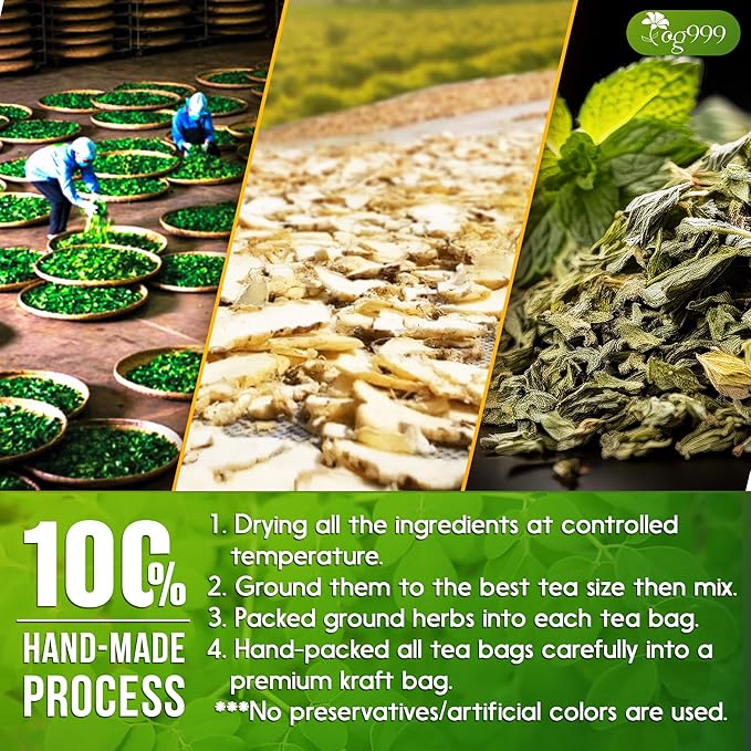 TOG999, Premium Moringa Ginger Peppermint Herbal Tea ā 120 Tea Bags ā Caffeine-Free, Plant-Based, Non-GMO, Naturally Refreshing Flavor, No Artificial Additives, No Sugar, No Gluten. Vegan