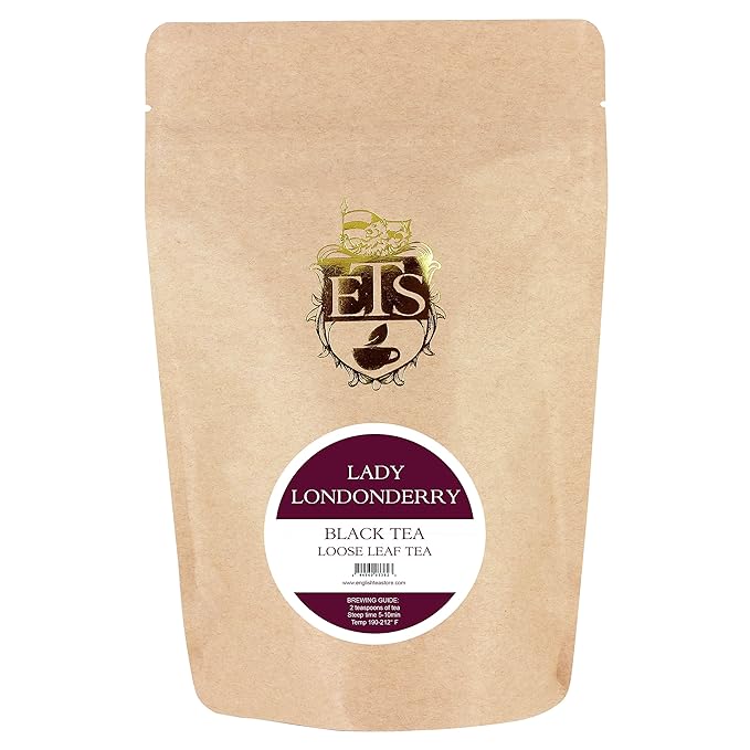 English Tea Store - Lady Londonderry Loose Leaf Black Tea | Floral Blend With Strawberry And Lemon Notes | Black Loose Leaf Tea With Natural Caffeine | Premium Black Tea Loose Leaves | 4 oz Pouch