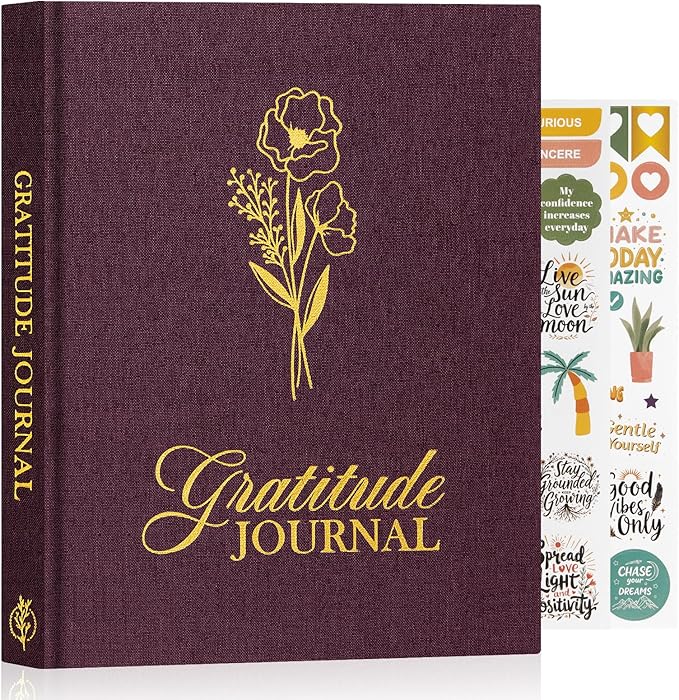 Lanpn Daily Gratitude Journal for Woman Men, The 5 Minute Gratitude Diary with Prompts, Linen Affirmation Mindfulness Positivity Planner, 156 Page Better Every Day Reflection Guided Notebook, Purple