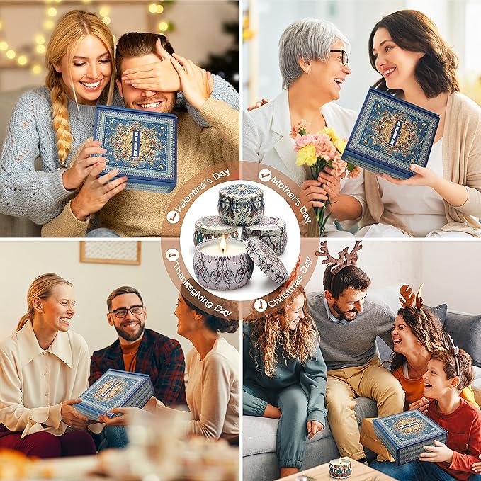 Scented Candle Gifts for Women, 4 Pack 4.4 oz Aromatherapy Candles, Stocking Stuffers for Women, Stress Relief Gifts for Girlfriend, Teacher, Mom, Anniversary, Birthday, Christmas Gift