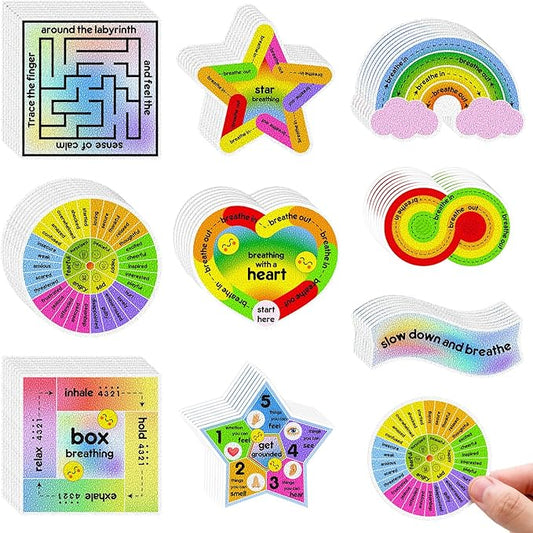 Libima 72 Pieces Anxiety Sensory Stickers Textured Stickers Fidget Mindfulness Sticker School Counselor Supplies Adult Sensory Items Anxiety Relief, 9 Styles(Cute Color)