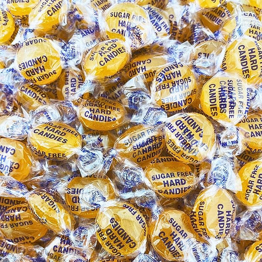 Halloween Sugar Free Butterscotch Hard Candy 1 lb Bag Individually Wrapped Gluten Free, Keto And Diabetic Friendly Gourmet Butterscotch Flavored Candies (16oz)