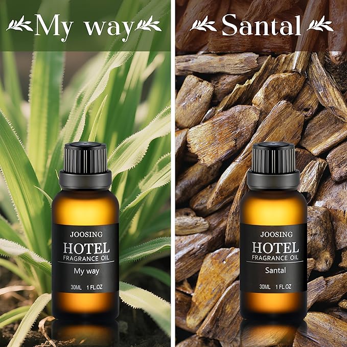 Essential Oils Set, Hotel Diffuser Oil Inspired by The Hotel Scent, Fragrance Oil Glass Bottle for Aromatherapy Diffusers and Humidifiers (4 Fl Oz, Venetian + Shangrila + My Way + Santal)